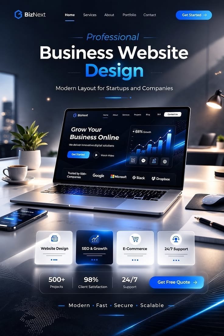 Modern website development and UI design