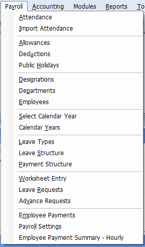 Module List Of payroll software