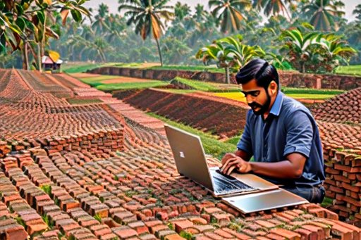 A man using Brick kiln Field Management Software in Bangladesh