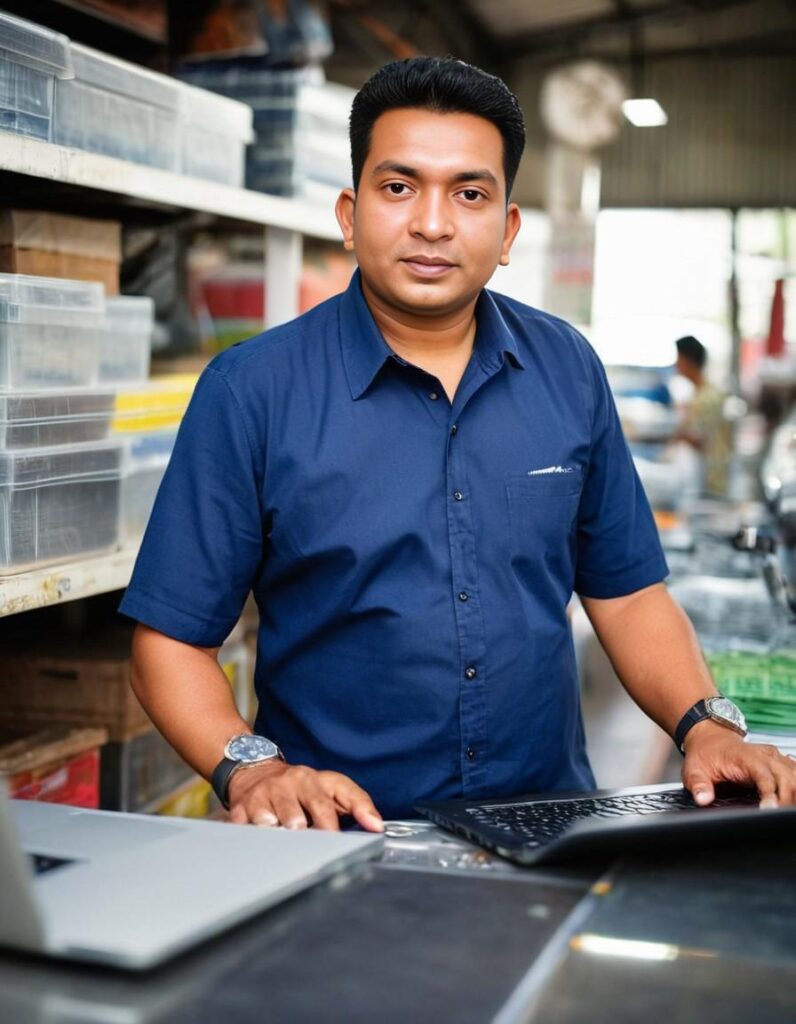 A man Using POS Software